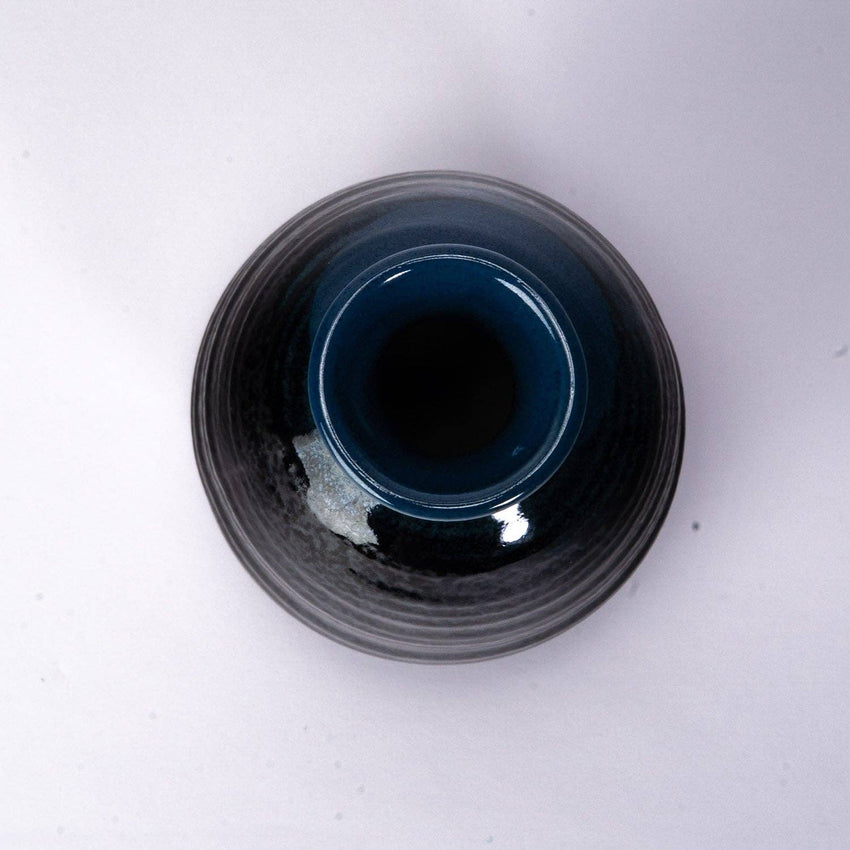 Mino Ware Black and Blue Sake Bottle
