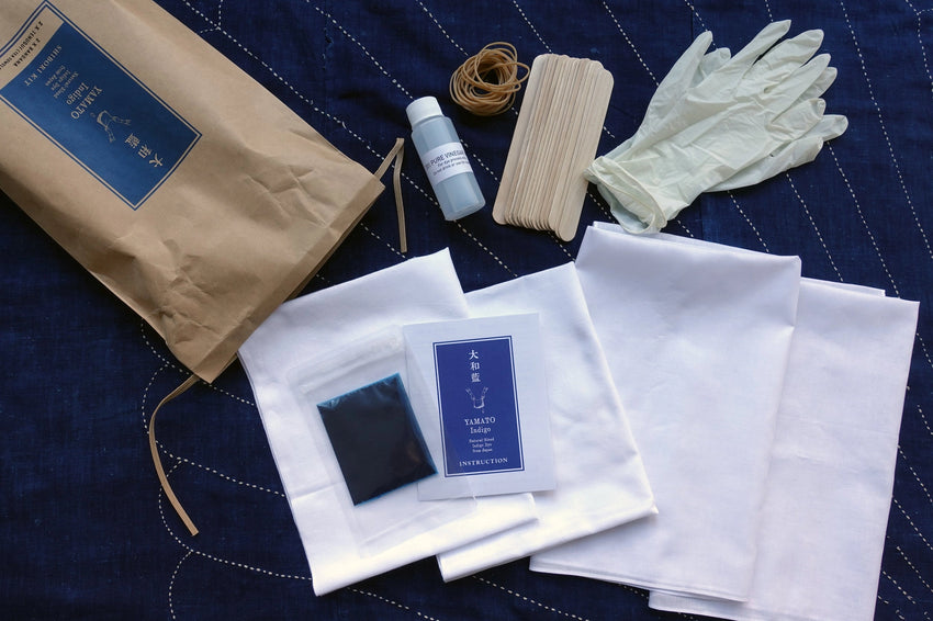 Yamato Indigo Shibori Kit: Bandana + Tenugui