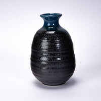 Mino Ware Black and Blue Sake Bottle