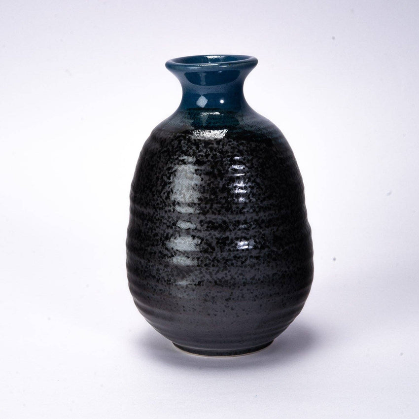 Mino Ware Black and Blue Sake Bottle