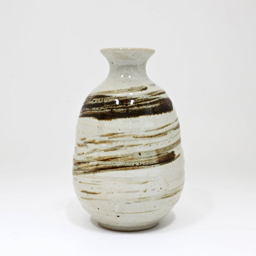 Mino Ware White Spiral Sake Bottle