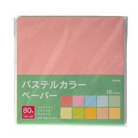 A package of Kyowa pastel color paper containing 10 sheets of 150mm x 150mm paper in assorted colors, with 80 pieces total.