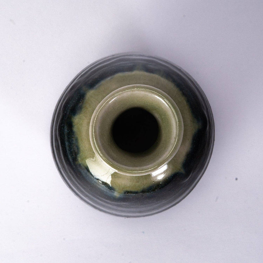 Mino Ware Navy and Beige Sake Bottle