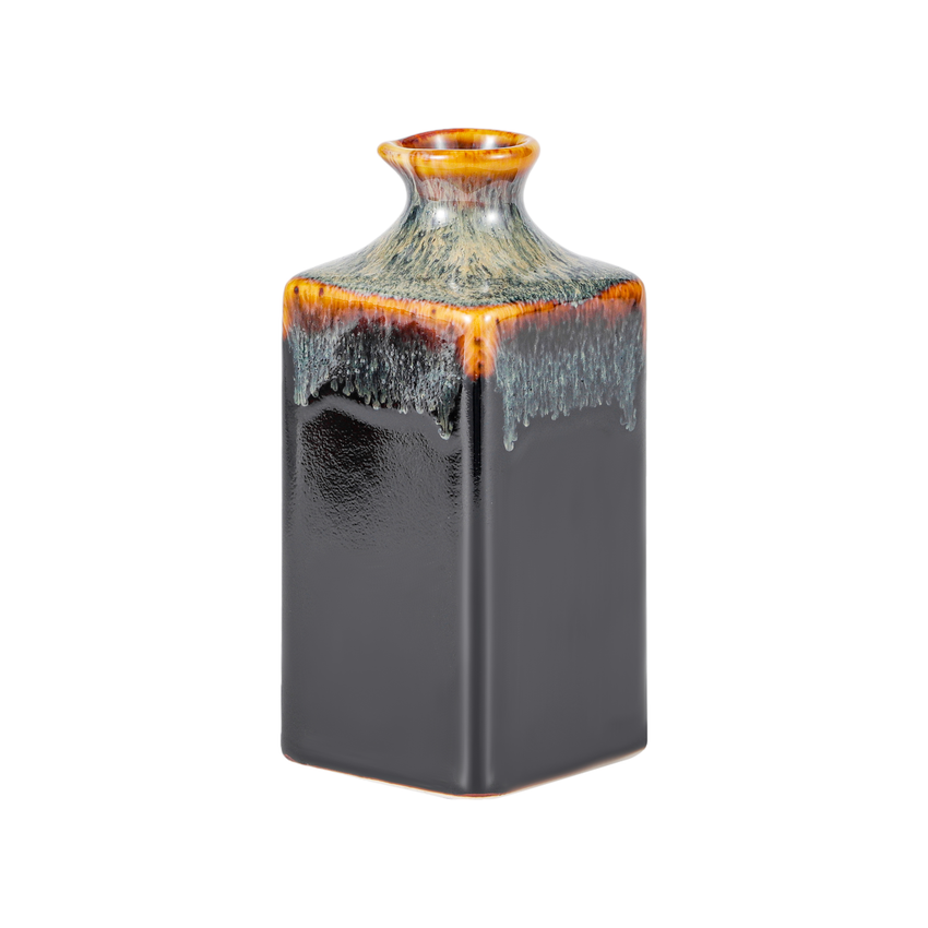 Black and Brown Reactive Glaze Sake Bottle