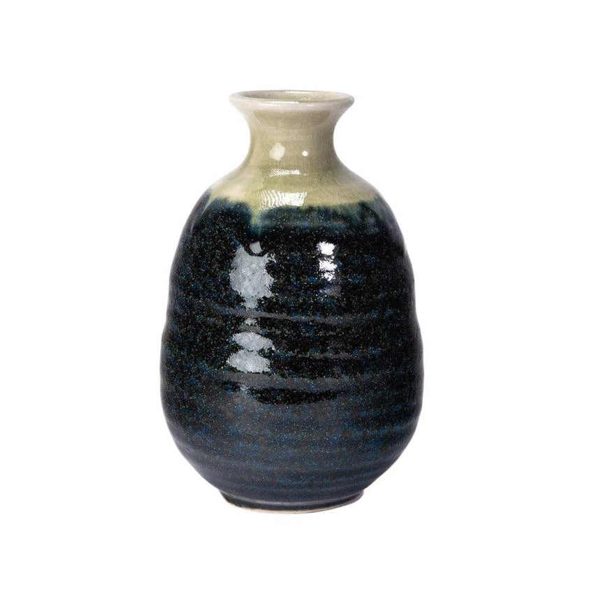 Mino Ware Navy and Beige Sake Bottle