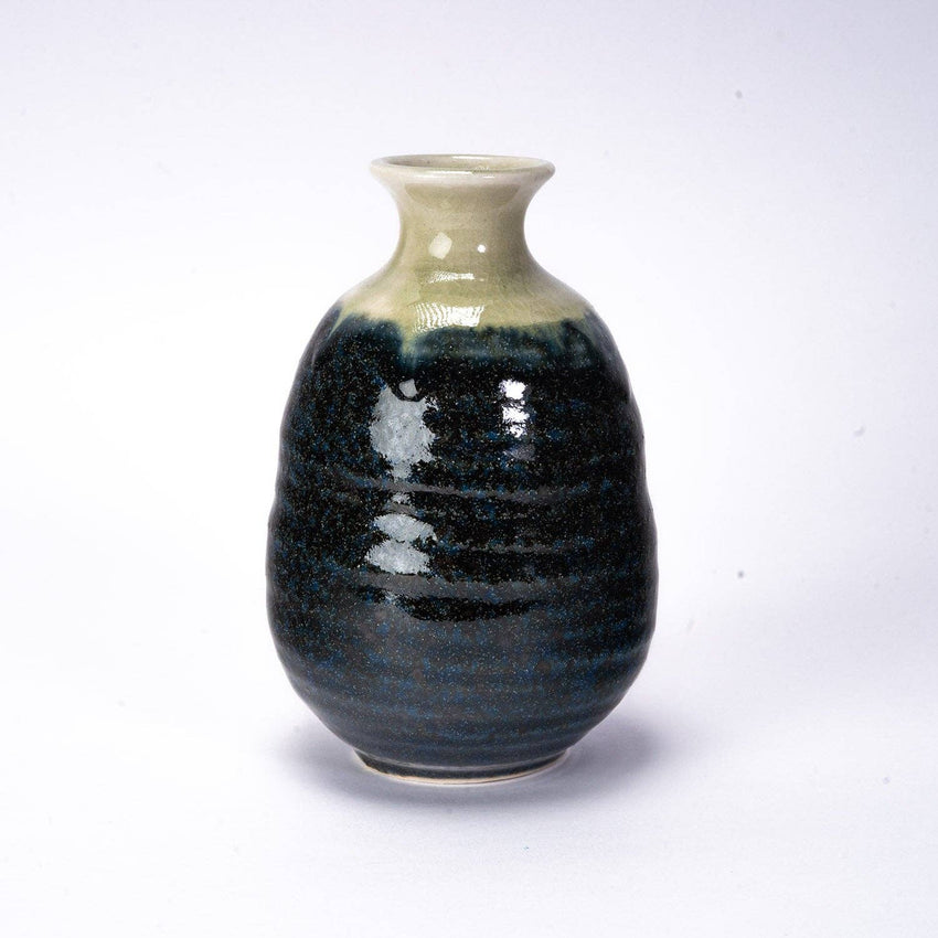 Mino Ware Navy and Beige Sake Bottle