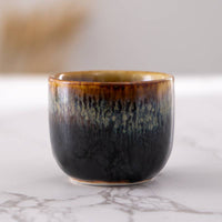 Black and Brown Reactive Glaze Sake Cup