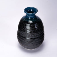 Mino Ware Black and Blue Sake Bottle