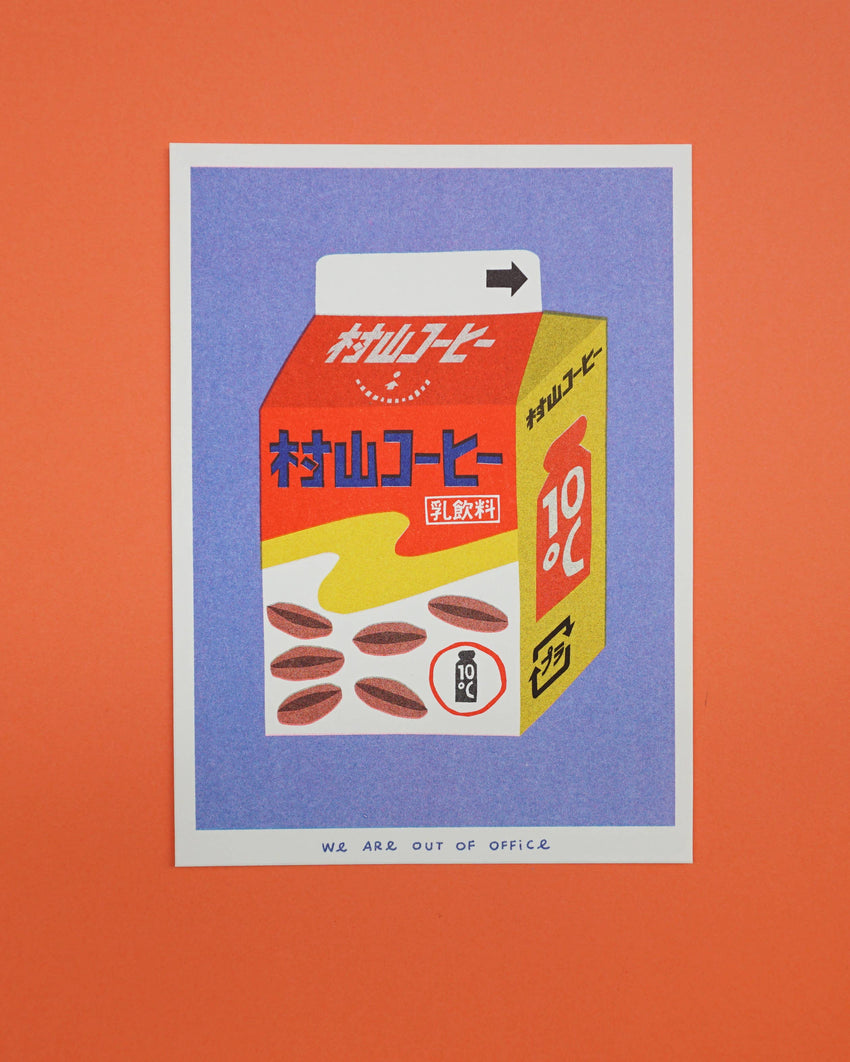 A risograph print of box milky coffee