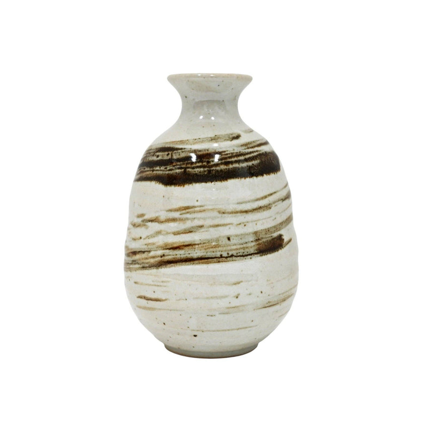 Mino Ware White Spiral Sake Bottle