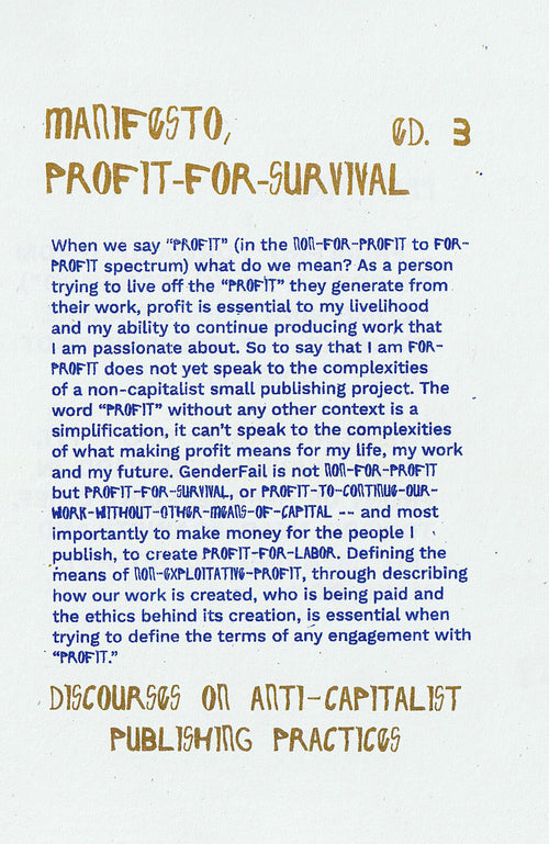 Manifesto, Profit-for-Survival